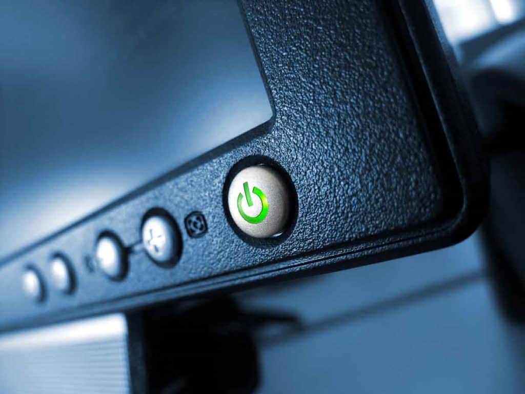 power switch this is lit green on a monitor or TV